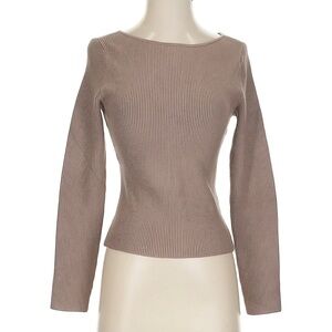 Abercrombie & Fitch Taupe Ribbed Long Sleeve Sweater
